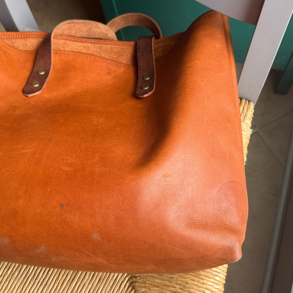 Anthropologie Leather Tote in Cognac Brown - Picture 7 of 13